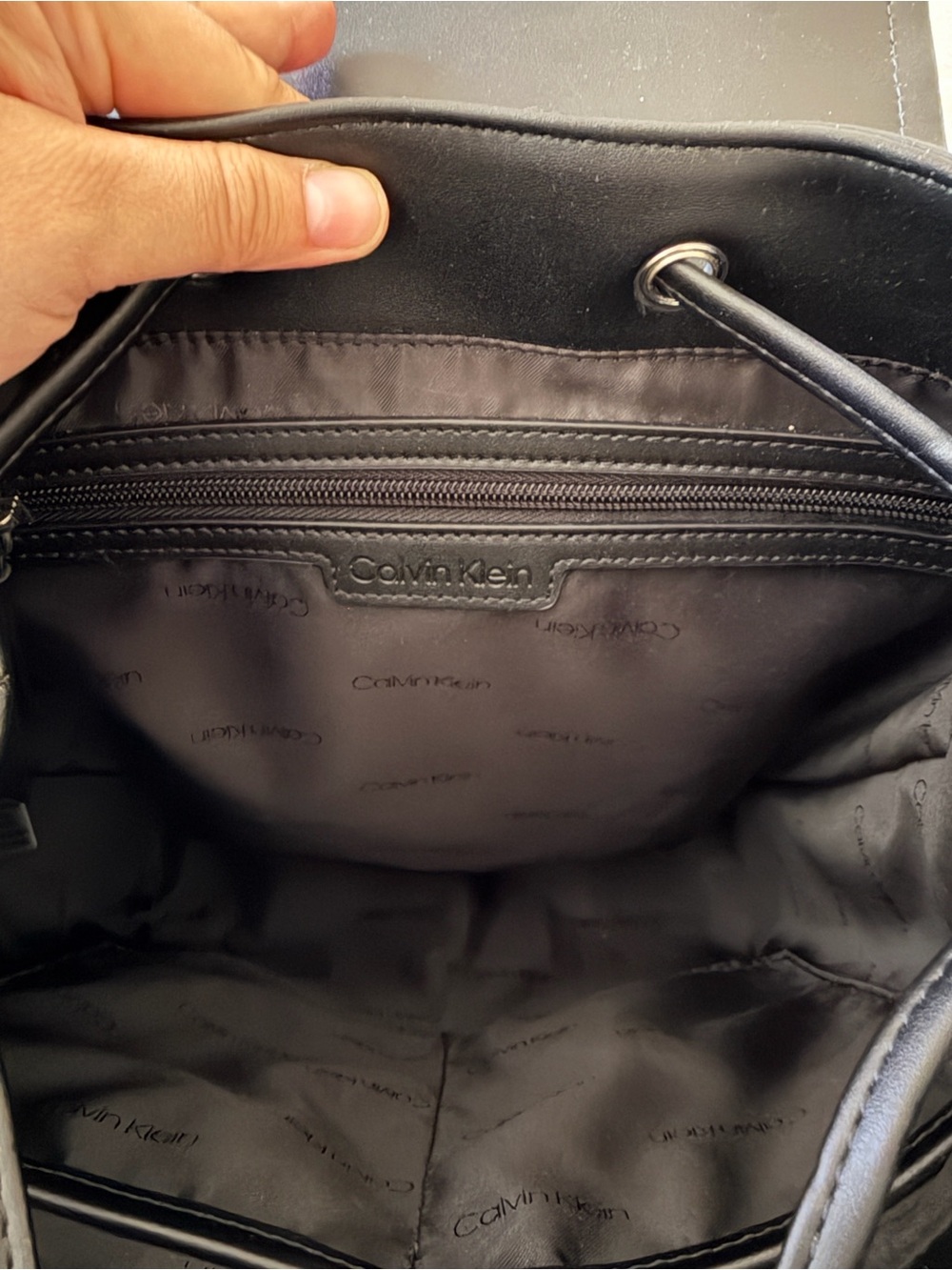 Calvin Klein Black Leather Mini Backpack with Front Flap Pocket - Picture 8 of 8